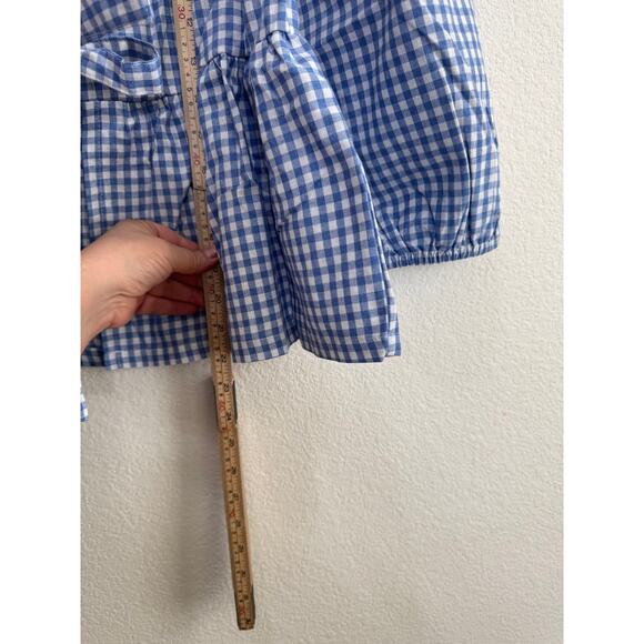 NWOT Women's Checkered Blue Tie Front Top White Country Retro Feminine Medium - Picture 7 of 13